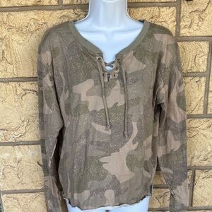 Hollister Camouflage Lace-Up Sweatshirt Size Med
